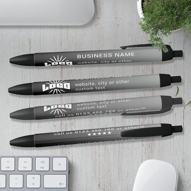 Grey Business logo name Company Brand Custom Black Ink Pen (Creator Uploaded)