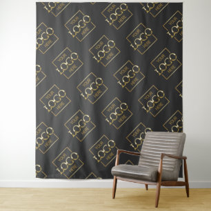 Grey Business Logo Pattern Trade Show Backdrop Tapestry