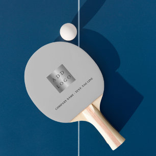Grey business logo text slogan ping pong paddle
