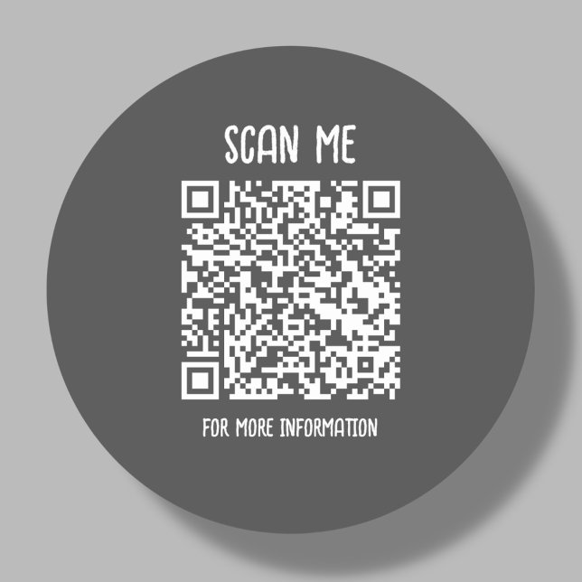 Grey | Business QR Code Scannable Classic Round Sticker (Creator Uploaded)