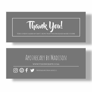 Grey Business Thank You Mini Card