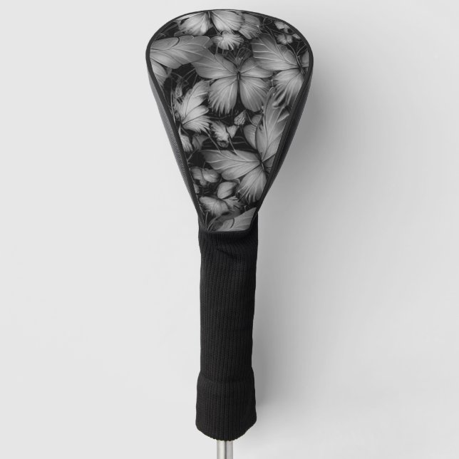 Grey Butterflies Print Golf Head Cover (Front)