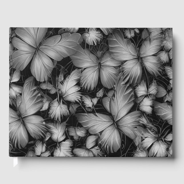 Grey Butterflies Print Guest Book (Front)