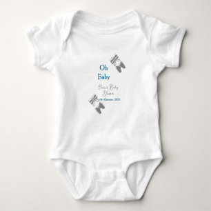 Grey butterfly blue baby shower oh baby modern ext bodysuit