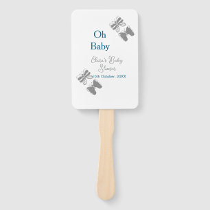 Grey butterfly blue baby shower oh baby modern ext hand fan