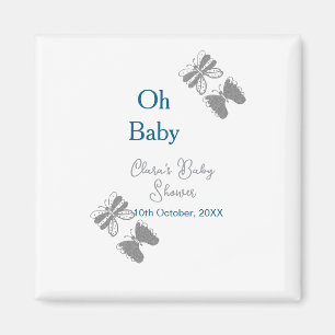 Grey butterfly blue baby shower oh baby modern ext magnet