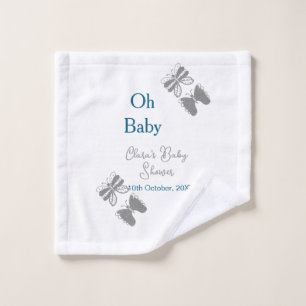 Grey butterfly blue baby shower oh baby modern ext wash cloth