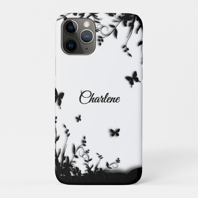 Grey Butterfly Garden Personalised   Case-Mate iPhone Case (Back)