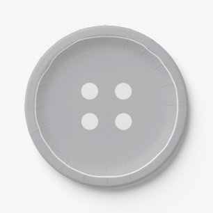 Grey Button Paper Plates