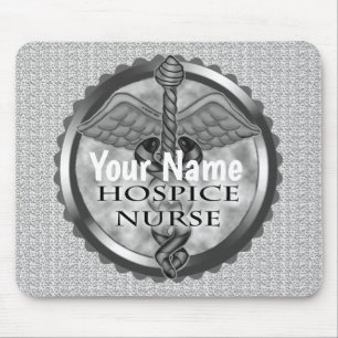 Grey caduceus Hospice Nurse Mouse Pad
