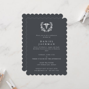 Grey Caduceus Medical School Graduation Invitation