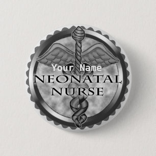 Grey caduceus Neonatal Nurse 6 Cm Round Badge