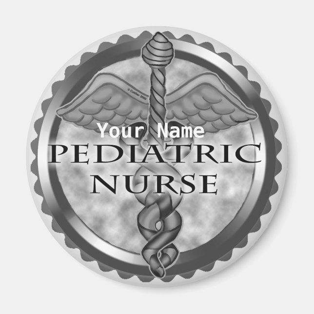 Grey caduceus Paediatrics Nurse Magnet (Front)