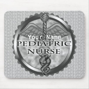 Grey caduceus Paediatrics Nurse Mouse Pad