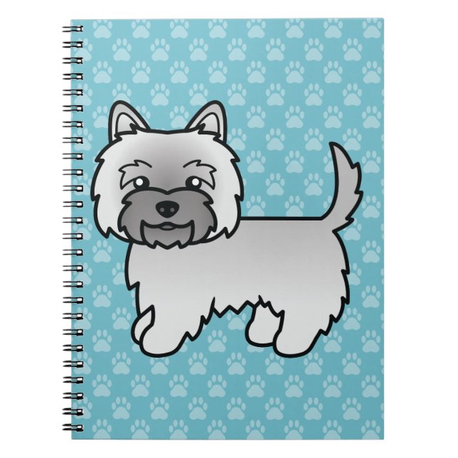 Grey Cairn Terrier Cartoon Dog Illustration Blue Notebook (Front)