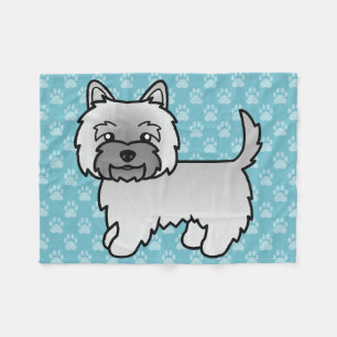 Grey Cairn Terrier Cartoon Dog Illustration Fleece Blanket