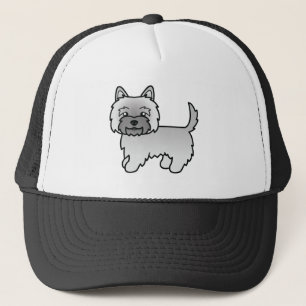 Grey Cairn Terrier Cute Cartoon Dog Illustration Trucker Hat