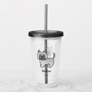 Grey Cairn Terrier Cute Cartoon Dog & Name Acrylic Tumbler