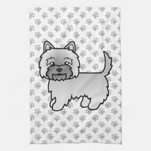 Grey Cairn Terrier Cute Cartoon Dog Tea Towel