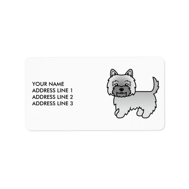 Grey Cairn Terrier Cute Cartoon Dog & Text Label (Front)