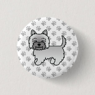 Grey Cairn Terrier Dog Cute Illustration Paws 3 Cm Round Badge