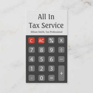 Grey Calculator Tax Service Business Card