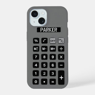 Grey Calculator with Name iPhone 15 Case