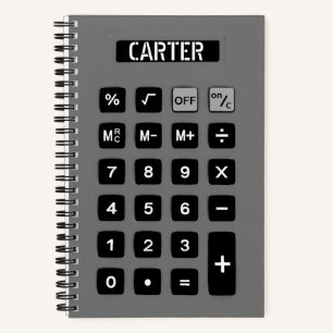 Grey Calculator with Name Notebook