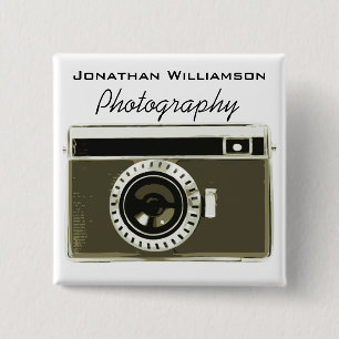 Grey Camera Photography Business 15 Cm Square Badge