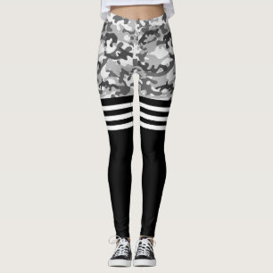Grey camo and white triple stripe  leggings