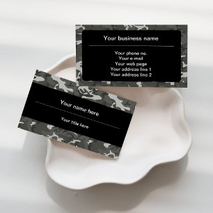 Grey Camo, Camouflage, Military, Army Business Card