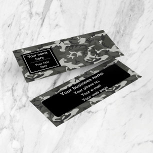 Grey Camo, Camouflage, Military, Army Mini Business Card