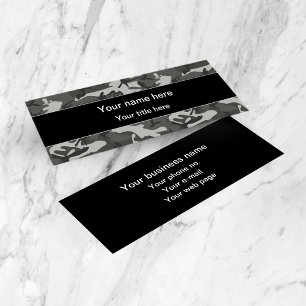 Grey Camo, Camouflage, Military, Army Mini Business Card