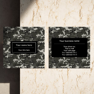 Grey Camo, Camouflage, Military, Army Square Business Card