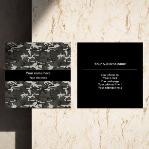 Grey Camo, Camouflage, Military, Army Square Business Card