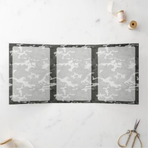 Grey Camo, Camouflage, Military, Army Tri-Fold Card
