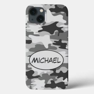 Grey Camo Camouflage Name Personalised iPhone 13 Case
