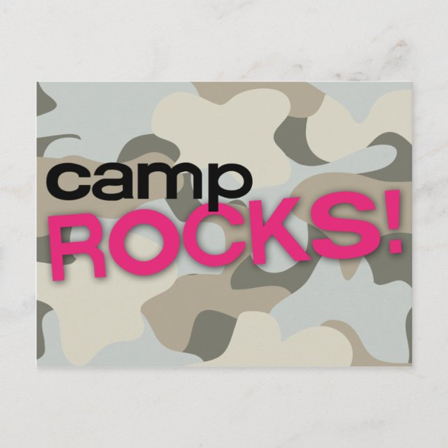 Grey Camo CAMP ROCKS! Postcard (Front)