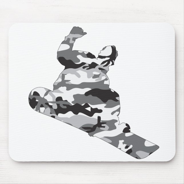 Grey-Camo-Snowboarder Mouse Pad (Front)
