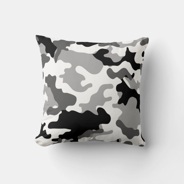 Grey Camo Throw Pillow (Front)