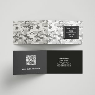 Grey Camo, Winter Camo, Snow Camouflage, Military Business Card
