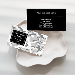 Grey Camo, Winter Camo, Snow Camouflage, Military Business Card