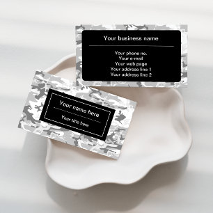 Grey Camo, Winter Camo, Snow Camouflage, Military Business Card