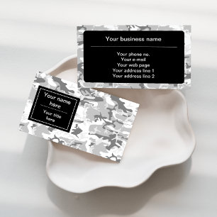 Grey Camo, Winter Camo, Snow Camouflage, Military Business Card