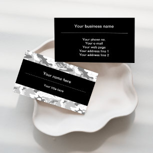 Grey Camo, Winter Camo, Snow Camouflage, Military Business Card
