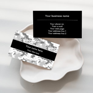 Grey Camo, Winter Camo, Snow Camouflage, Military Business Card