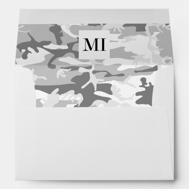 Grey Camo, Winter Camo, Snow Camouflage, Military Envelope (Back (Bottom))