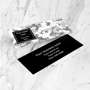 Grey Camo, Winter Camo, Snow Camouflage, Military Mini Business Card