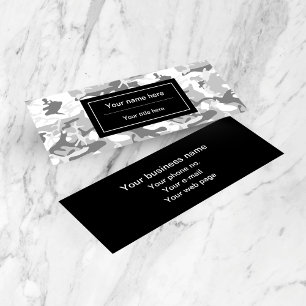 Grey Camo, Winter Camo, Snow Camouflage, Military Mini Business Card