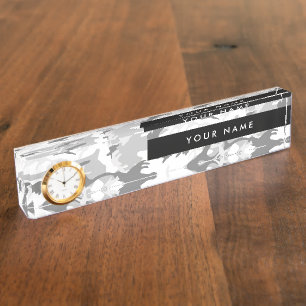 Grey Camo, Winter Camo, Snow Camouflage, Military Nameplate
